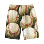 Baseballs On Field Print Cotton Shorts