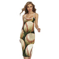 Baseballs On Field Print Cross Back Cami Dress