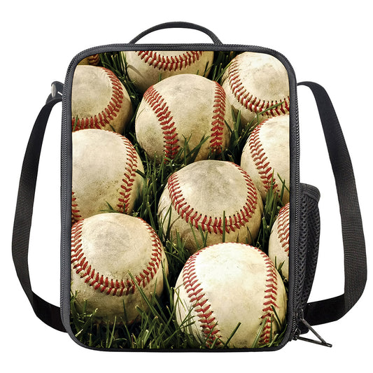 Baseballs On Field Print Crossbody Lunch Bag