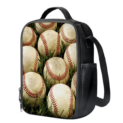 Baseballs On Field Print Crossbody Lunch Bag