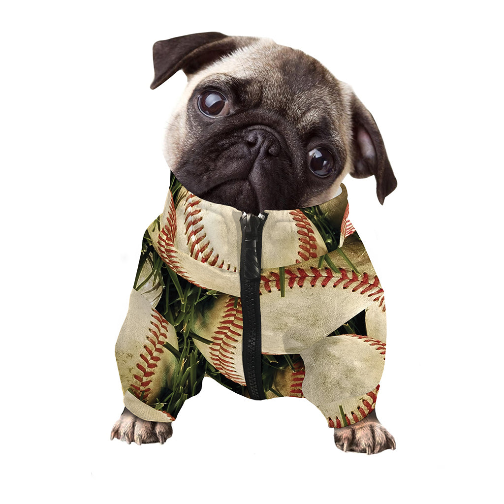 Baseballs On Field Print Dog Zip Up Jacket
