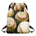 Baseballs On Field Print Drawstring Backpack