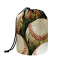 Baseballs On Field Print Drawstring Makeup Bag