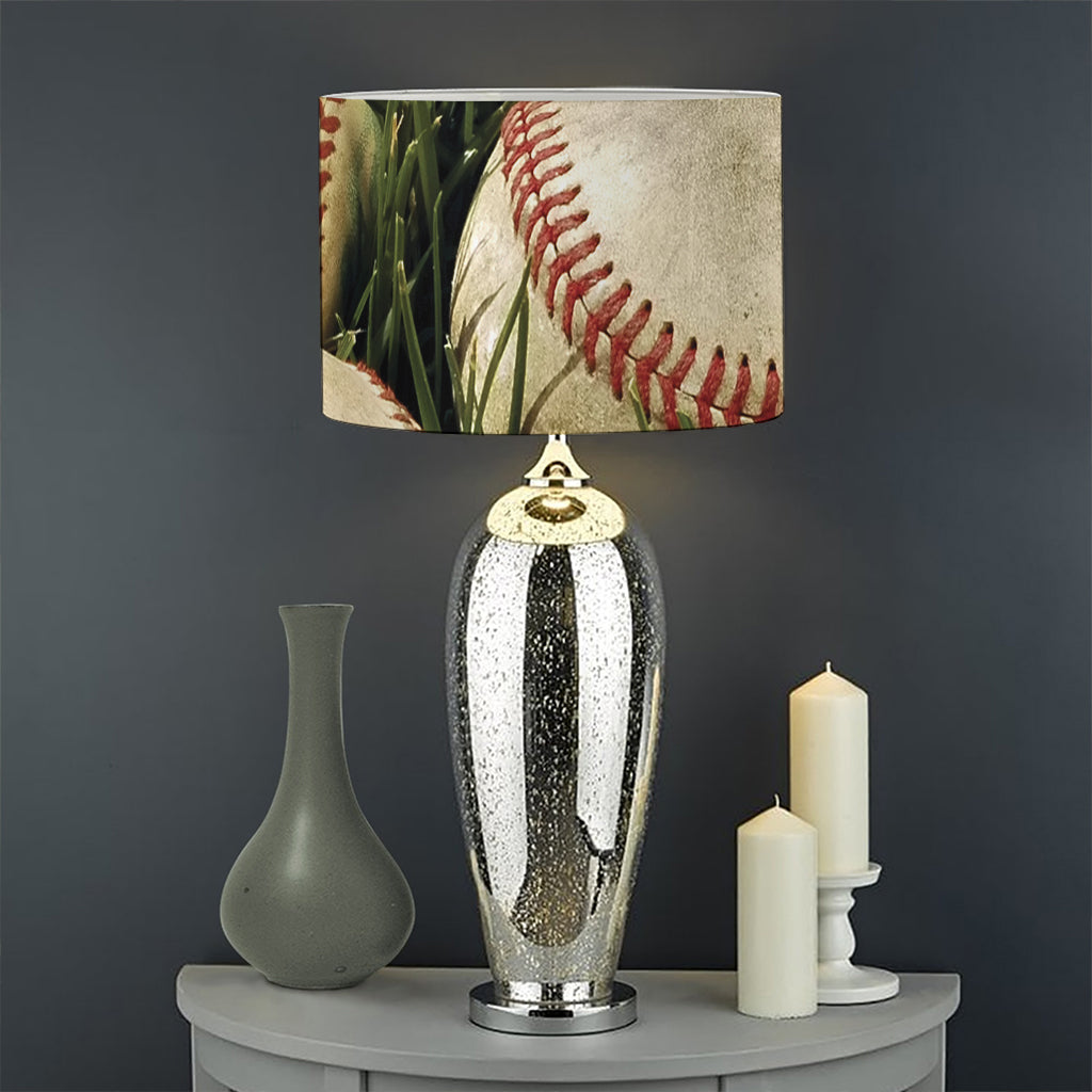 Baseballs On Field Print Drum Lamp Shade