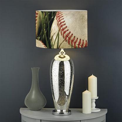 Baseballs On Field Print Drum Lamp Shade