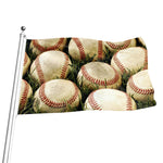 Baseballs On Field Print Flag