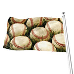 Baseballs On Field Print Flag