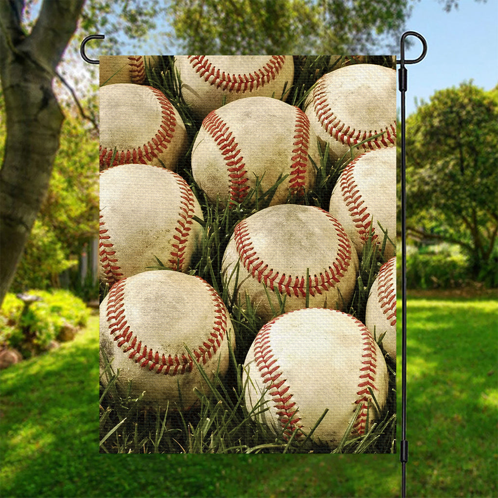 Baseballs On Field Print Garden Flag