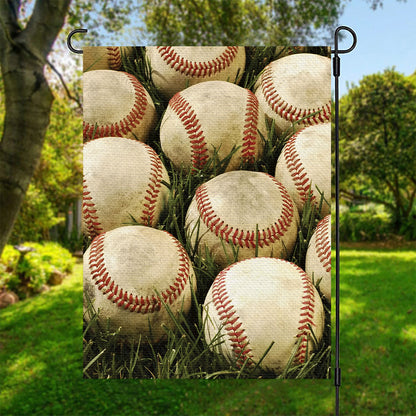 Baseballs On Field Print Garden Flag