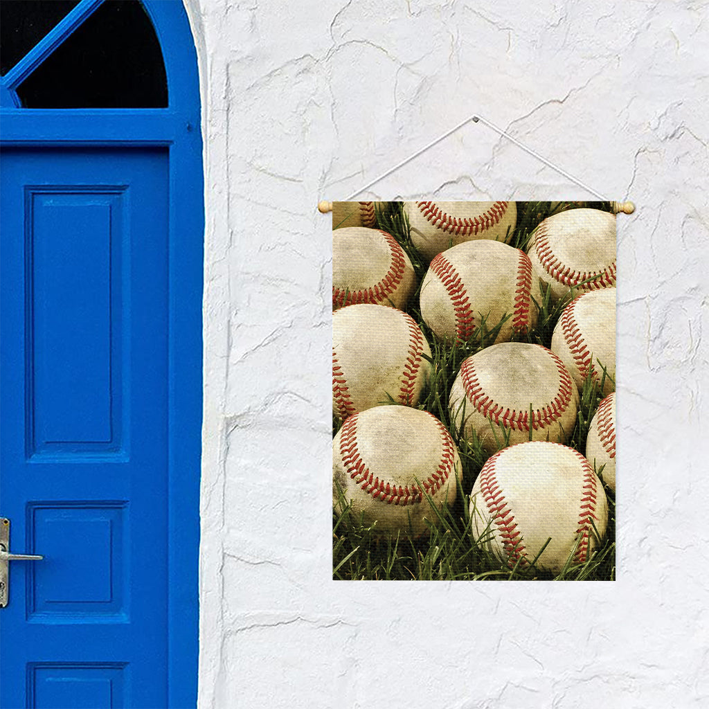 Baseballs On Field Print Garden Flag
