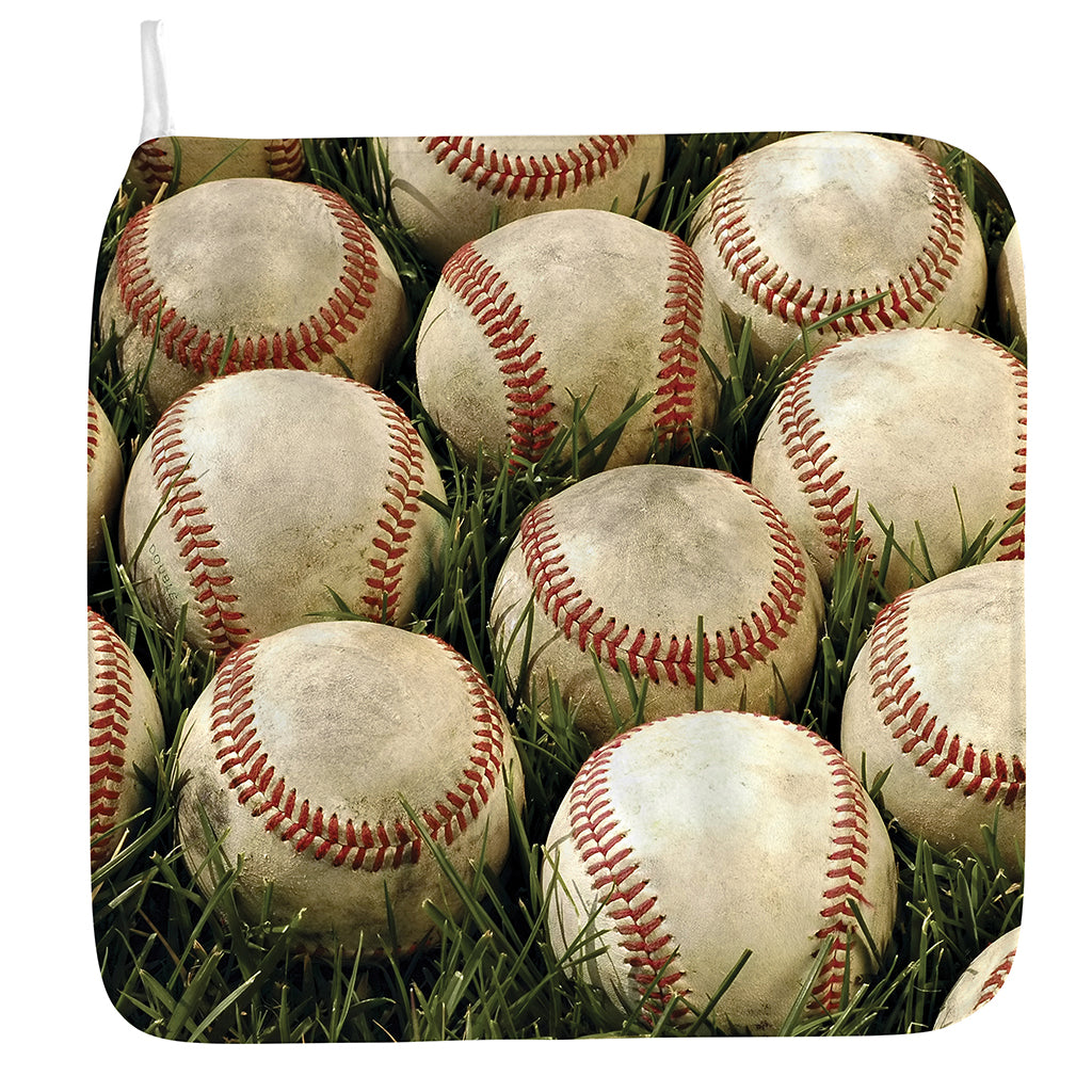 Baseballs On Field Print Hand Towel