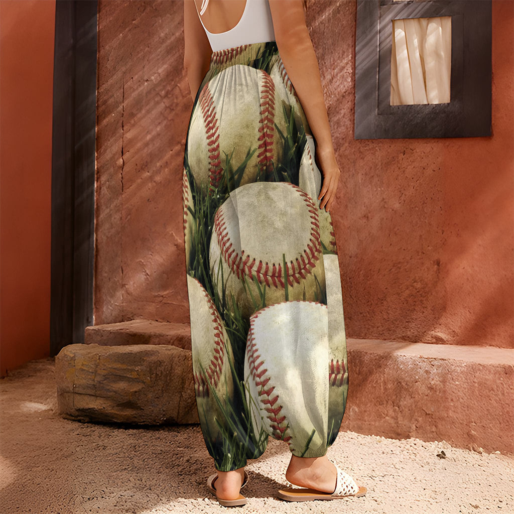 Baseballs On Field Print Harem Pants