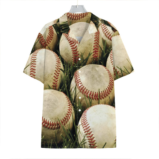 Baseballs On Field Print Hawaiian Shirt