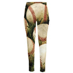Baseballs On Field Print High-Waisted Pocket Leggings