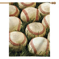 Baseballs On Field Print House Flag