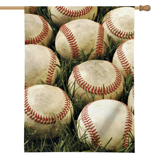 Baseballs On Field Print House Flag