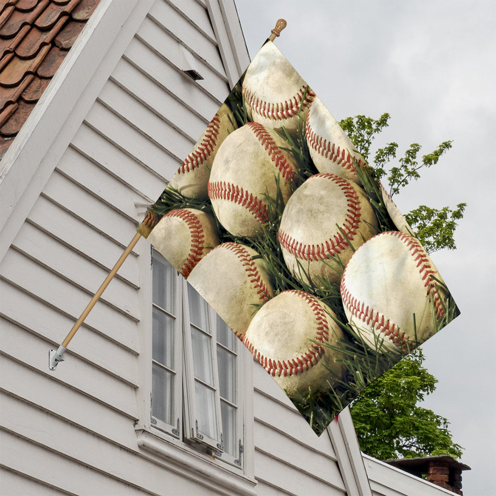Baseballs On Field Print House Flag