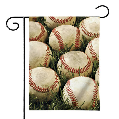 Baseballs On Field Print House Flag