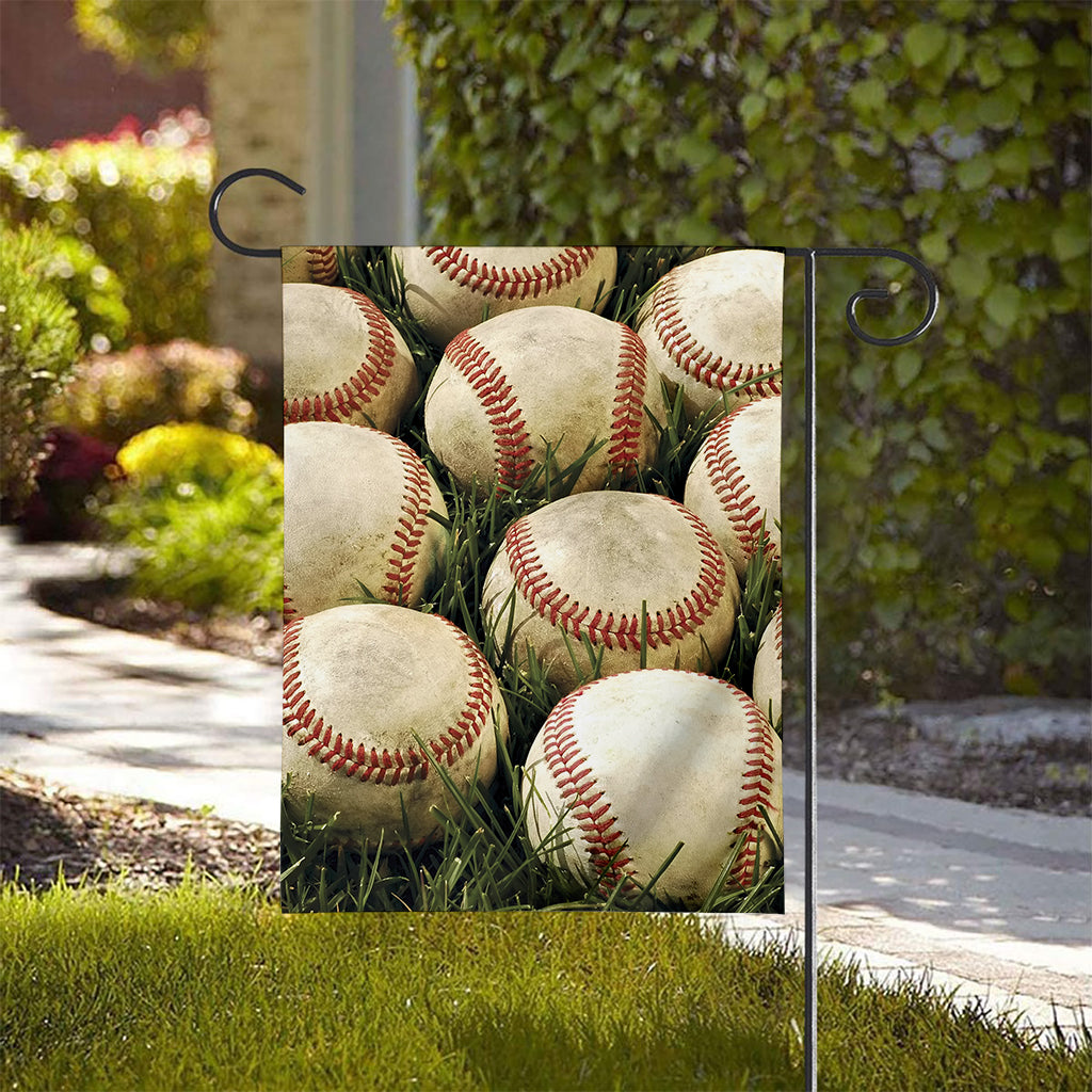 Baseballs On Field Print House Flag