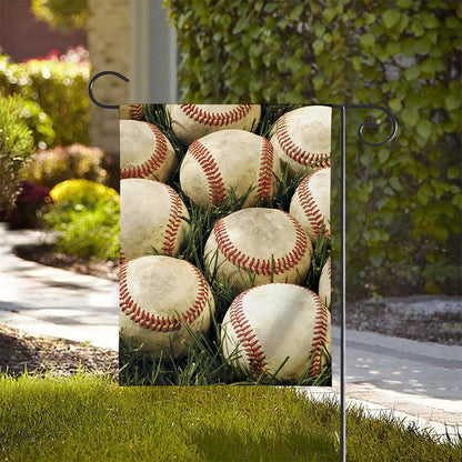 Baseballs On Field Print House Flag