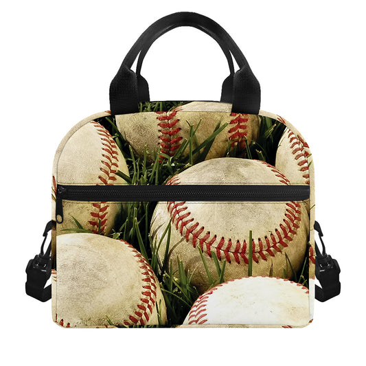 Baseballs On Field Print Insulated Lunch Bag
