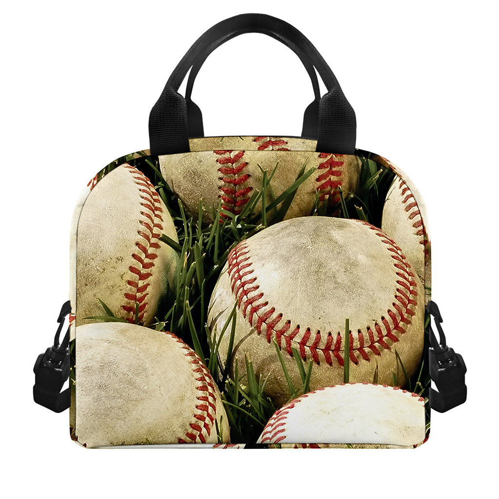 Baseballs On Field Print Insulated Lunch Bag