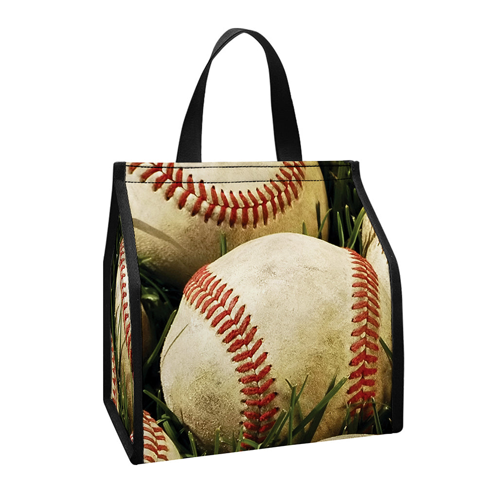 Baseballs On Field Print Insulated Lunch Tote