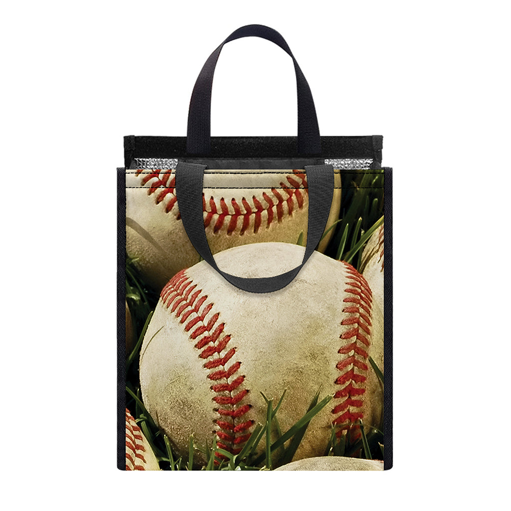 Baseballs On Field Print Insulated Lunch Tote