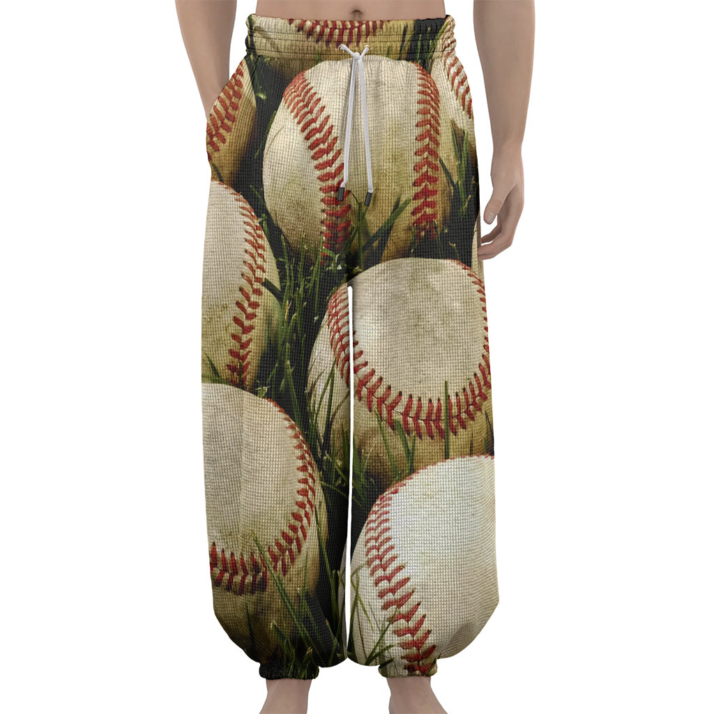 Baseballs On Field Print Lantern Pants
