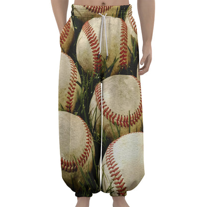 Baseballs On Field Print Lantern Pants