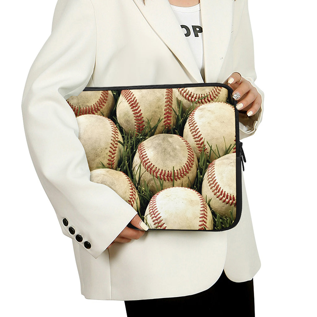 Baseballs On Field Print Laptop Sleeve