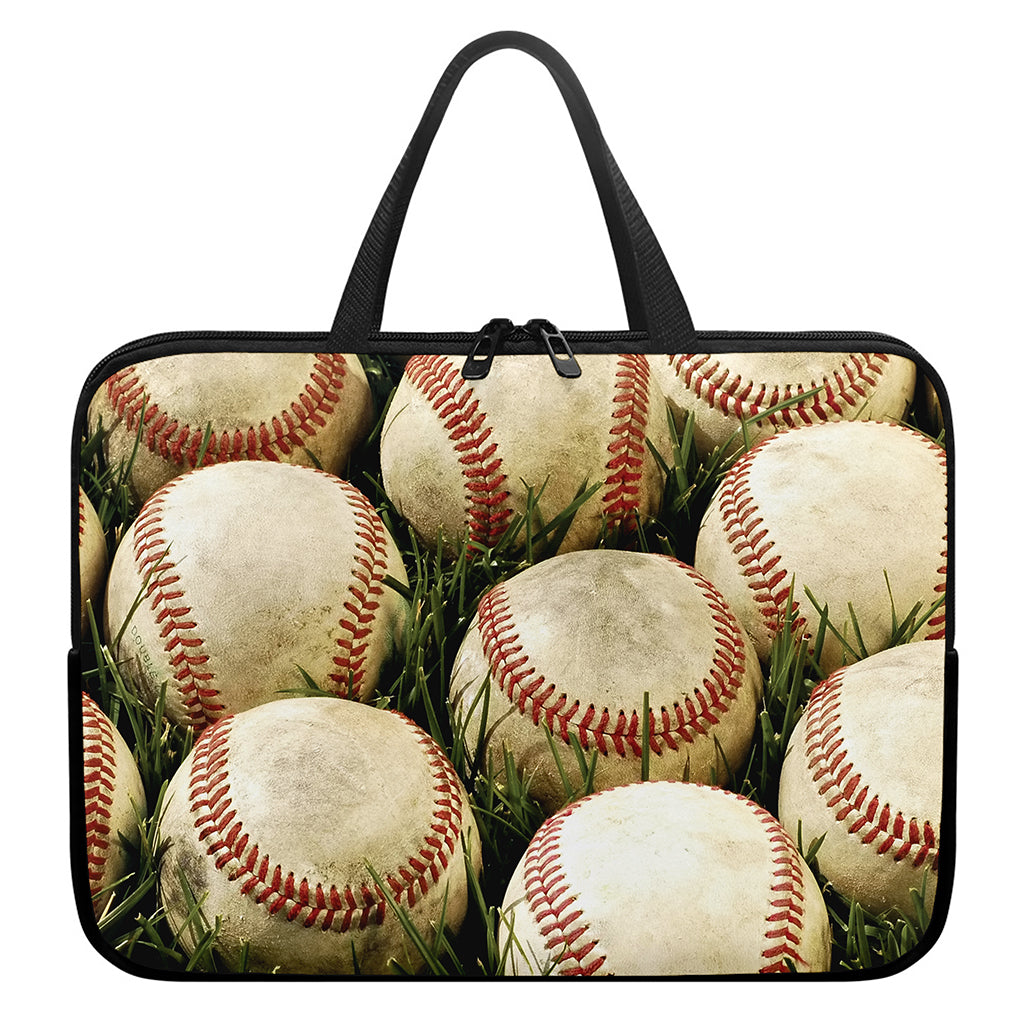 Baseballs On Field Print Laptop Sleeve With Handle
