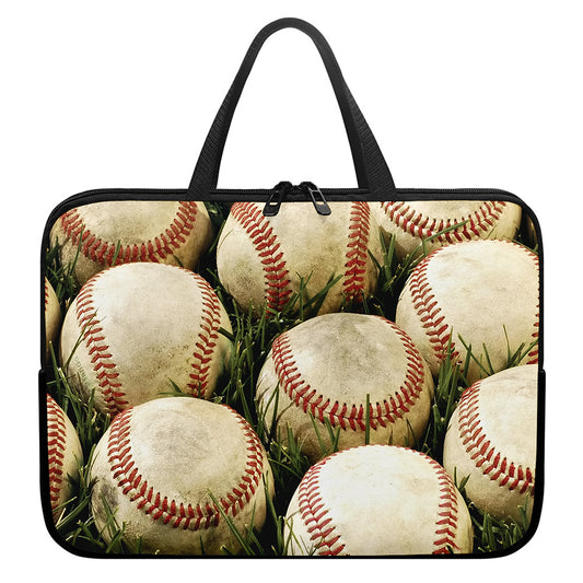 Baseballs On Field Print Laptop Sleeve With Handle