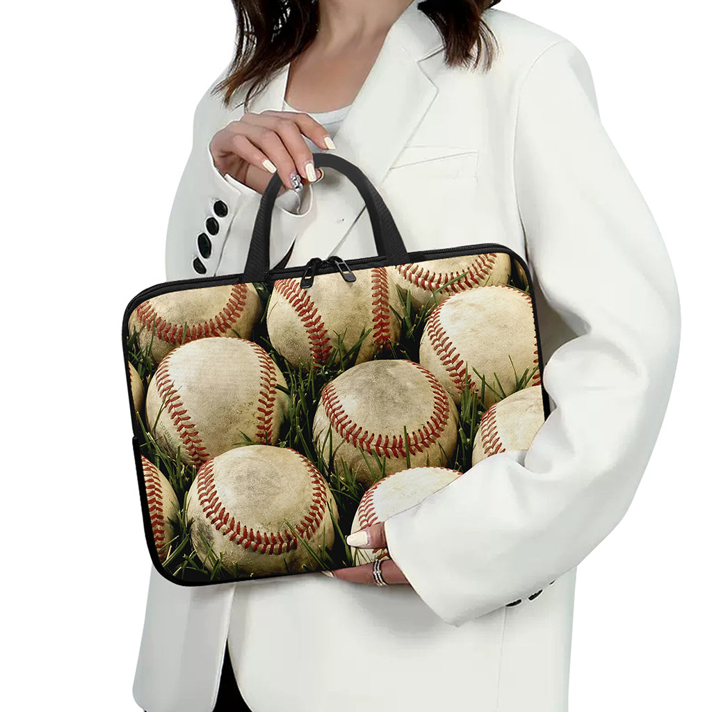 Baseballs On Field Print Laptop Sleeve With Handle