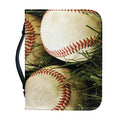 Baseballs On Field Print Leather Bible Cover