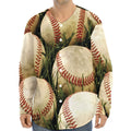 Baseballs On Field Print Long Sleeve Baseball Jersey