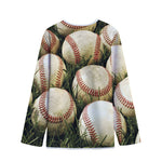 Baseballs On Field Print Long Sleeve Short Coat