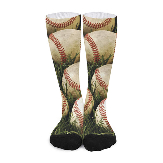 Baseballs On Field Print Long Socks