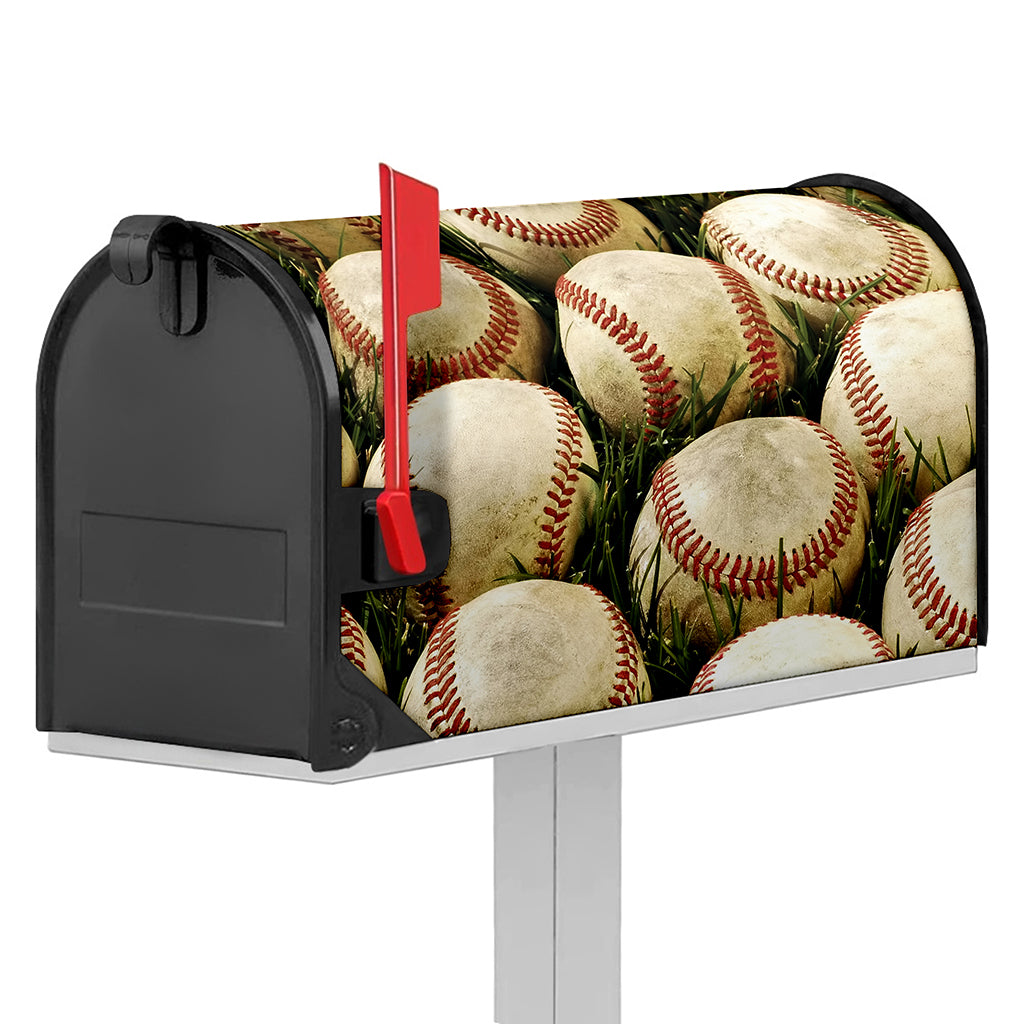 Baseballs On Field Print Mailbox Cover
