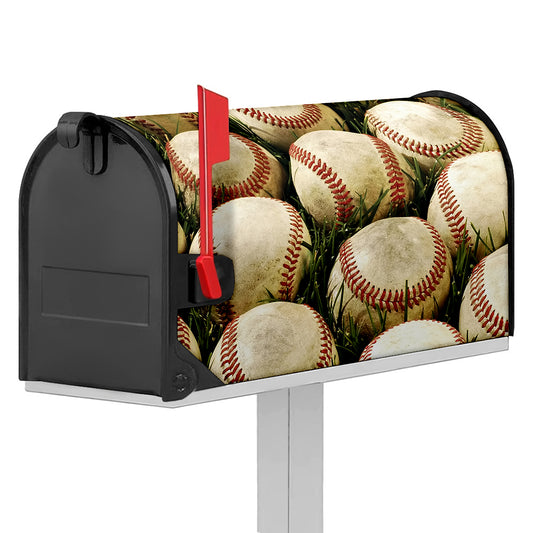Baseballs On Field Print Mailbox Cover