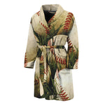 Baseballs On Field Print Men's Bathrobe