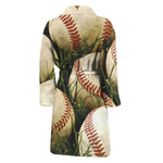 Baseballs On Field Print Men's Bathrobe