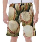 Baseballs On Field Print Men's Beach Shorts