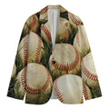 Baseballs On Field Print Men's Blazer