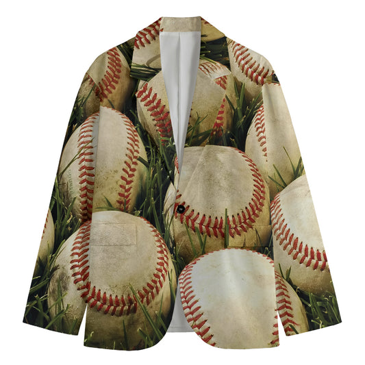 Baseballs On Field Print Men's Blazer
