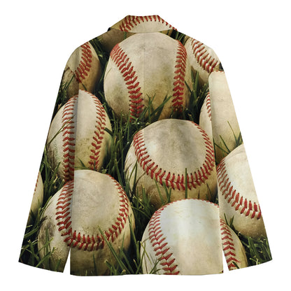 Baseballs On Field Print Men's Blazer