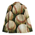 Baseballs On Field Print Men's Blazer