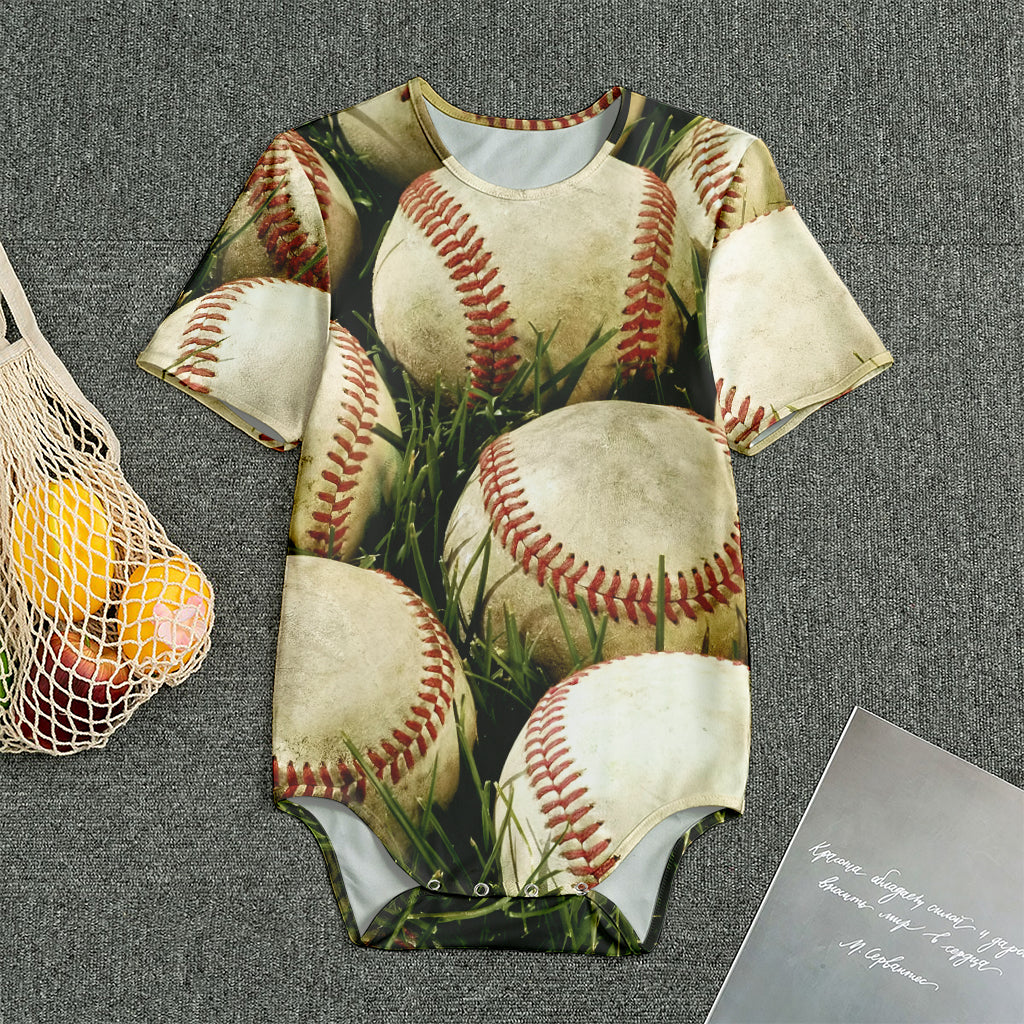 Baseballs On Field Print Men's Bodysuit