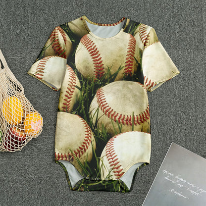 Baseballs On Field Print Men's Bodysuit