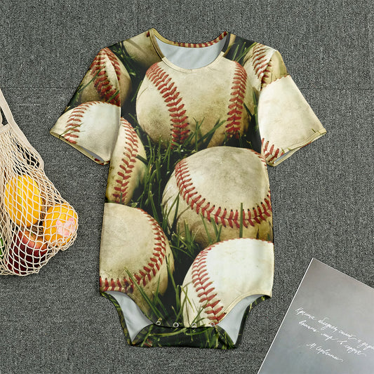 Baseballs On Field Print Men's Bodysuit